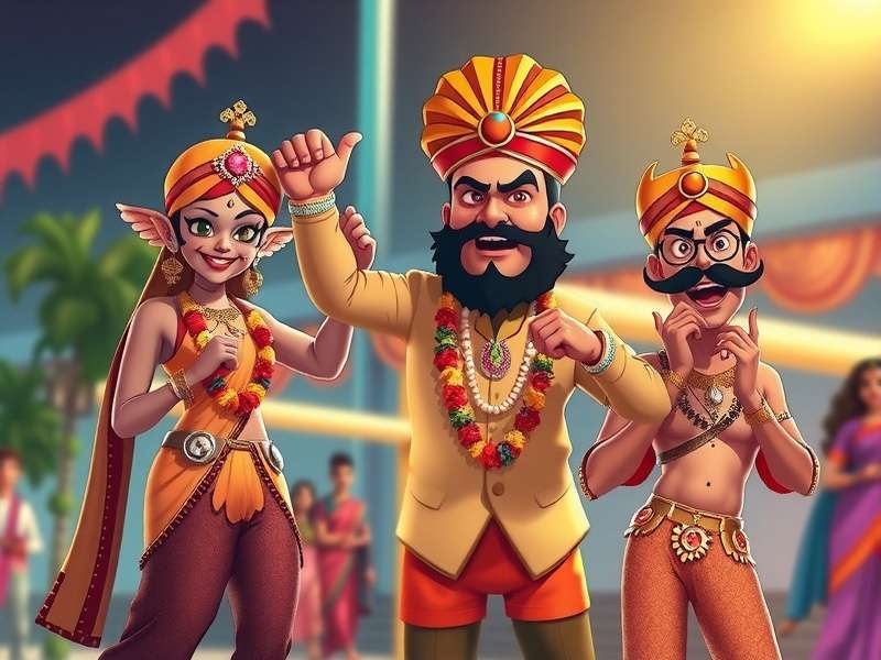 Indian Dunk Kings fan art showing characters in traditional Indian wedding outfits